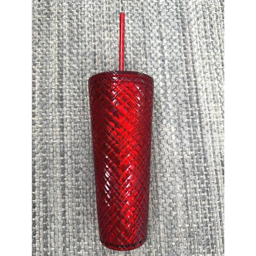 Starbucks 2021 Holiday Ruby Red Jewel Venti Tumbler 24oz Textured Cold Cup NWT